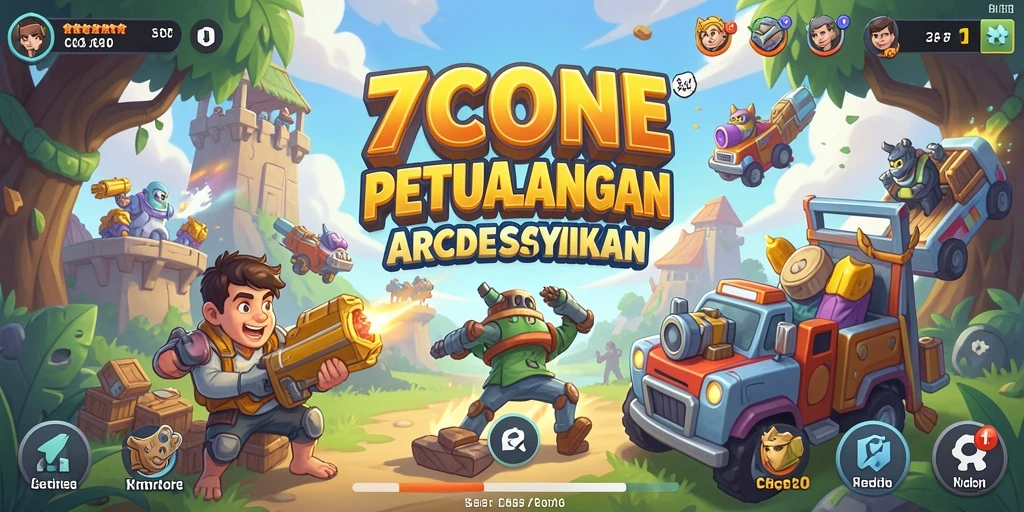Screenshot gameplay 7CONE menampilkan karakter melawan rintangan yang menantang.