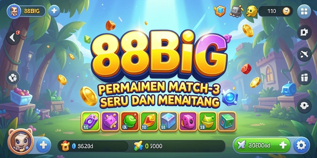Screenshot gameplay 88BIG yang menunjukkan aksi mencocokkan batu permata.