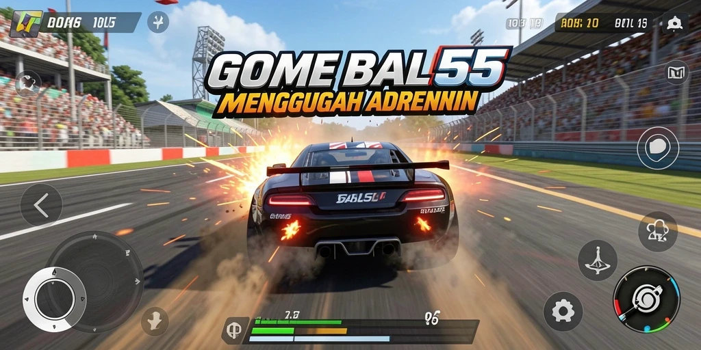 Tampilan gameplay seru dari GOAL55 saat balapan di trek menantang.