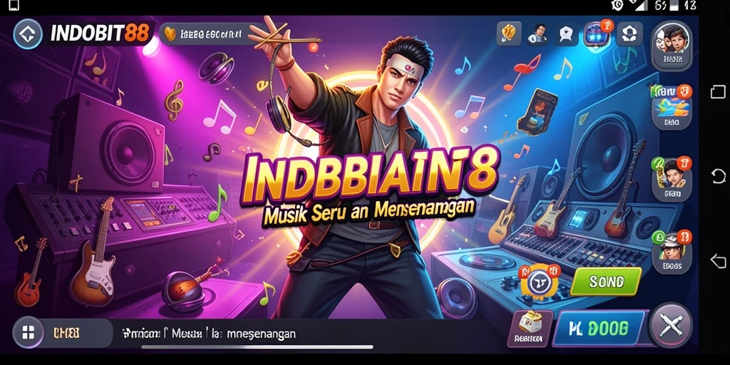 Screenshot gameplay INDOBIT88 menampilkan pengalaman bermain musik yang seru.