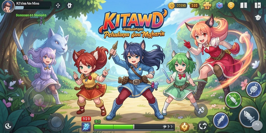 Tangkapan layar KITAWD yang menampilkan karakter anime dalam aksi petualangan.