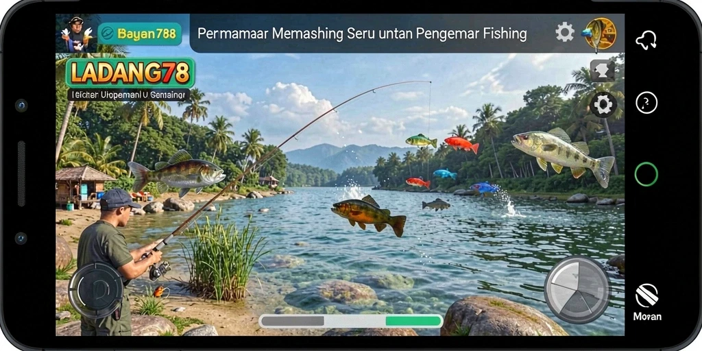 Screenshot gameplay LADANG78 menampilkan momen seru saat memancing.