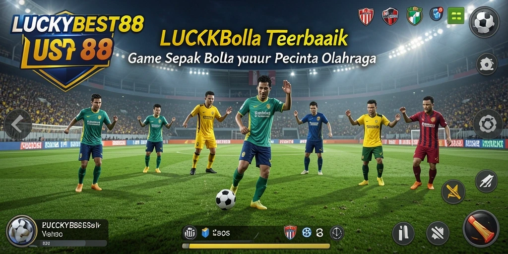 Screenshot utama LUCKYBEST88 menampilkan aksi permainan sepak bola yang mendebarkan.