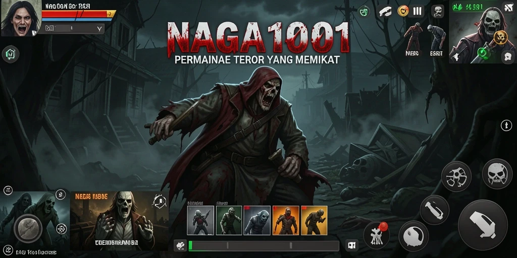 Screenshot gameplay NAGA1001 yang menampilkan suasana horor yang mencekam.