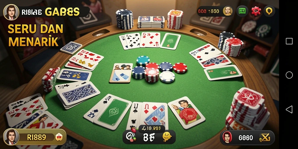 Screenshot gameplay RI889 yang menunjukkan keseruan bermain Gaple.