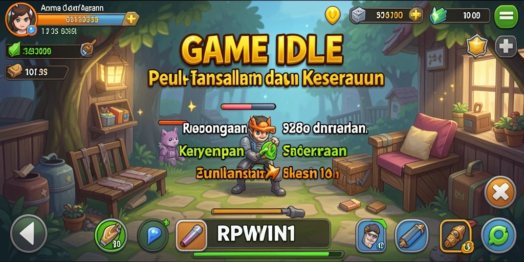 Screenshot gameplay <strong>RPWIN1</strong> menampilkan karakter dan kemajuan yang luar biasa.