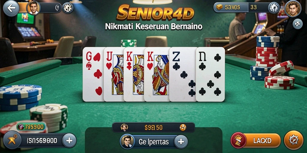 Tampilan gameplay seru di SENIOR4D yang menampilkan strategi domino.