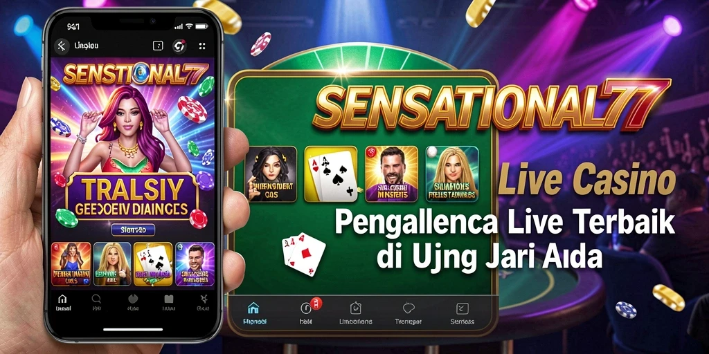 Screenshot gameplay SENSATIONAL77 dengan dealer langsung dan permainan yang seru.